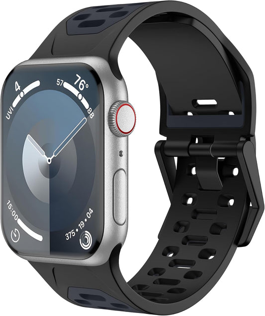 Sport Band Compatible with Apple Watch Ultra 2/Ultra Band 49Mm 46Mm 45Mm 44Mm 42Mm Men, Breathable Silicone Loop Two-Color Wristband with Classic Clasp for Iwatch Series 10 9 SE 8 7 6 5 4 3 2 NIKE