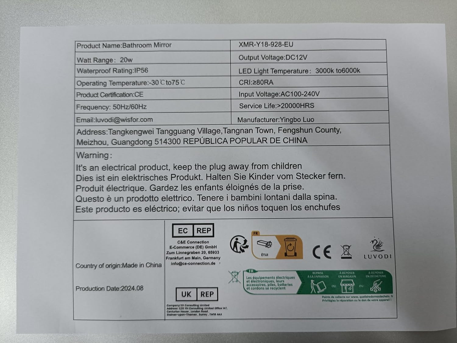 round LED Bathroom Mirror: 24” Circle Lighted Dimmable Wall Mounted Vanity Mirror with Bright Backlit - Smart Mirror anti Fog with Touch Switch for Restroom Bedroom Living Room