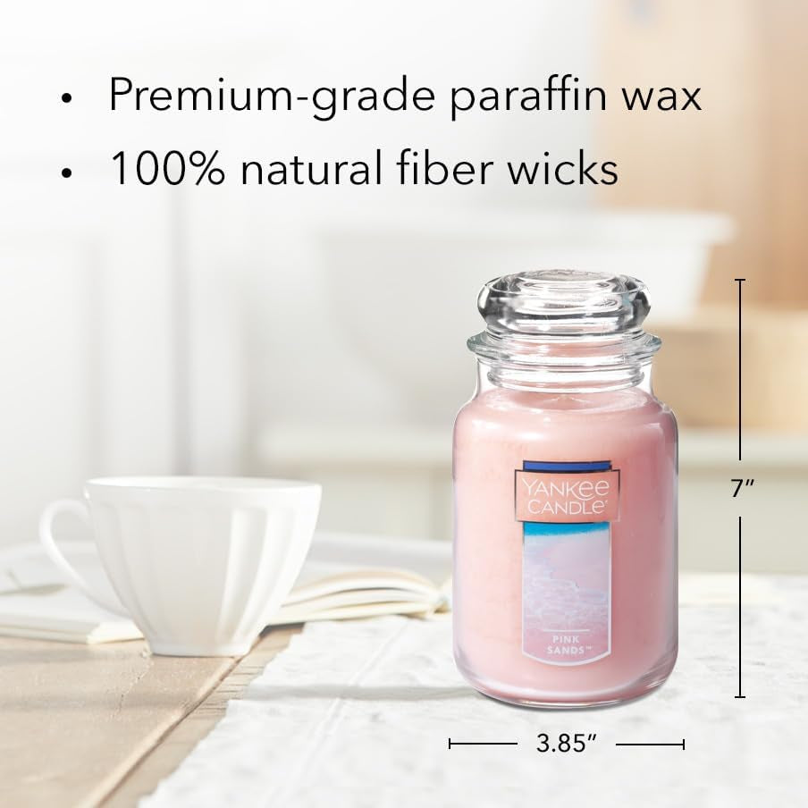 Pink Sands Scented, Classic 22Oz Large Jar Single Wick Candle, over 110 Hours of Burn Time, Perfect for Creating Relaxing Atmosphere