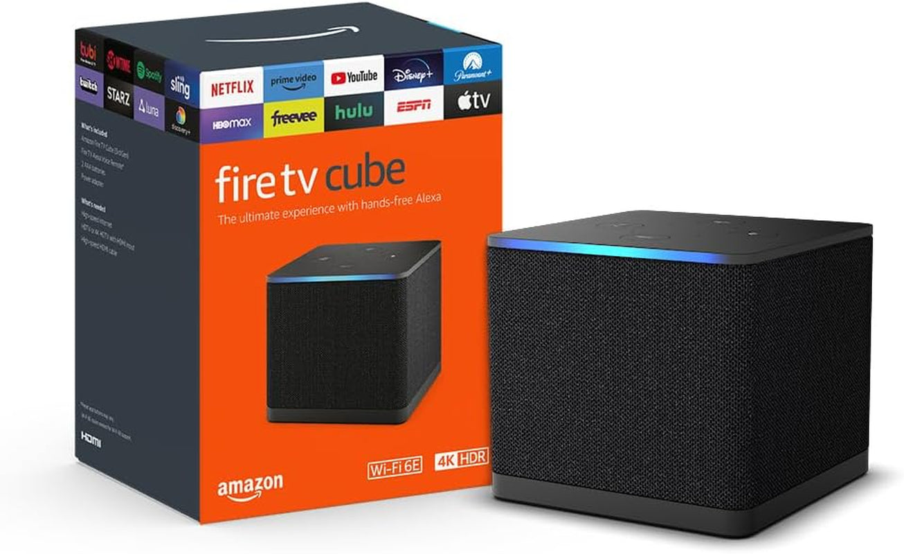 Fire TV Cube (Newest Model) with Ai-Powered Fire TV Search, Hands-Free Streaming Device with Alexa, Wi-Fi 6E, 4K Ultra HD