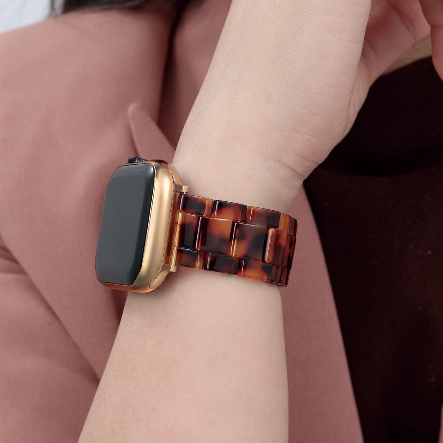 Compatible with Apple Watch Band 38Mm 40Mm 41Mm 42Mm 44Mm 45Mm 49Mm, Women Resin Band with Stainless Steel Buckle Strap Replacement for Bracelet Iwatch Band Series SE Ultra 8/7/6/5/4/3/2/1