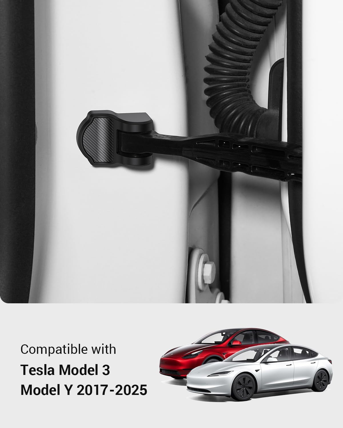 2017-2025 Tesla Model 3 Model Y Door Lock Cover Protector [Carbon Edition] [No Tape Requried], Anti-Scratch Door Striker Latches Sill Stopper Covers for Model 3 Model Y Set of 8