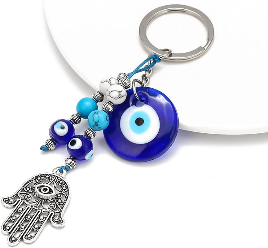 Turkish Evil Eye Keychain Handmade Alloy Keyring Good Luck Pendant Charms Home Decor Accessory