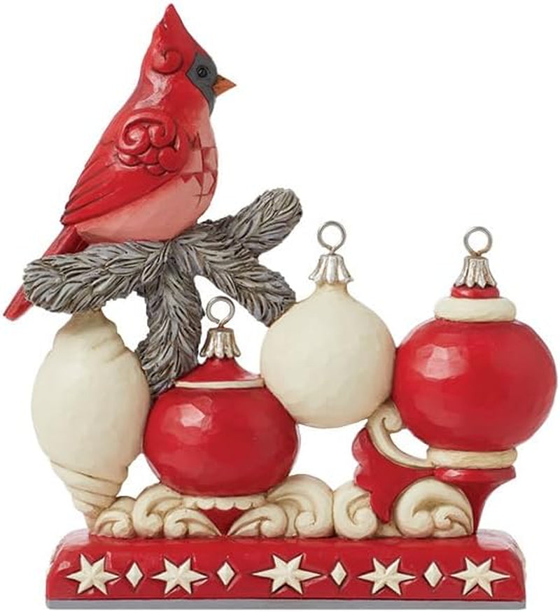 Jim Shore Heartwood Creek Nordic Noel Christmas Cardinal Figurine- Stone Resin Hand Painted Crafted Collectible Figurines Christmas Home Decor Statue, 6.69 Inch
