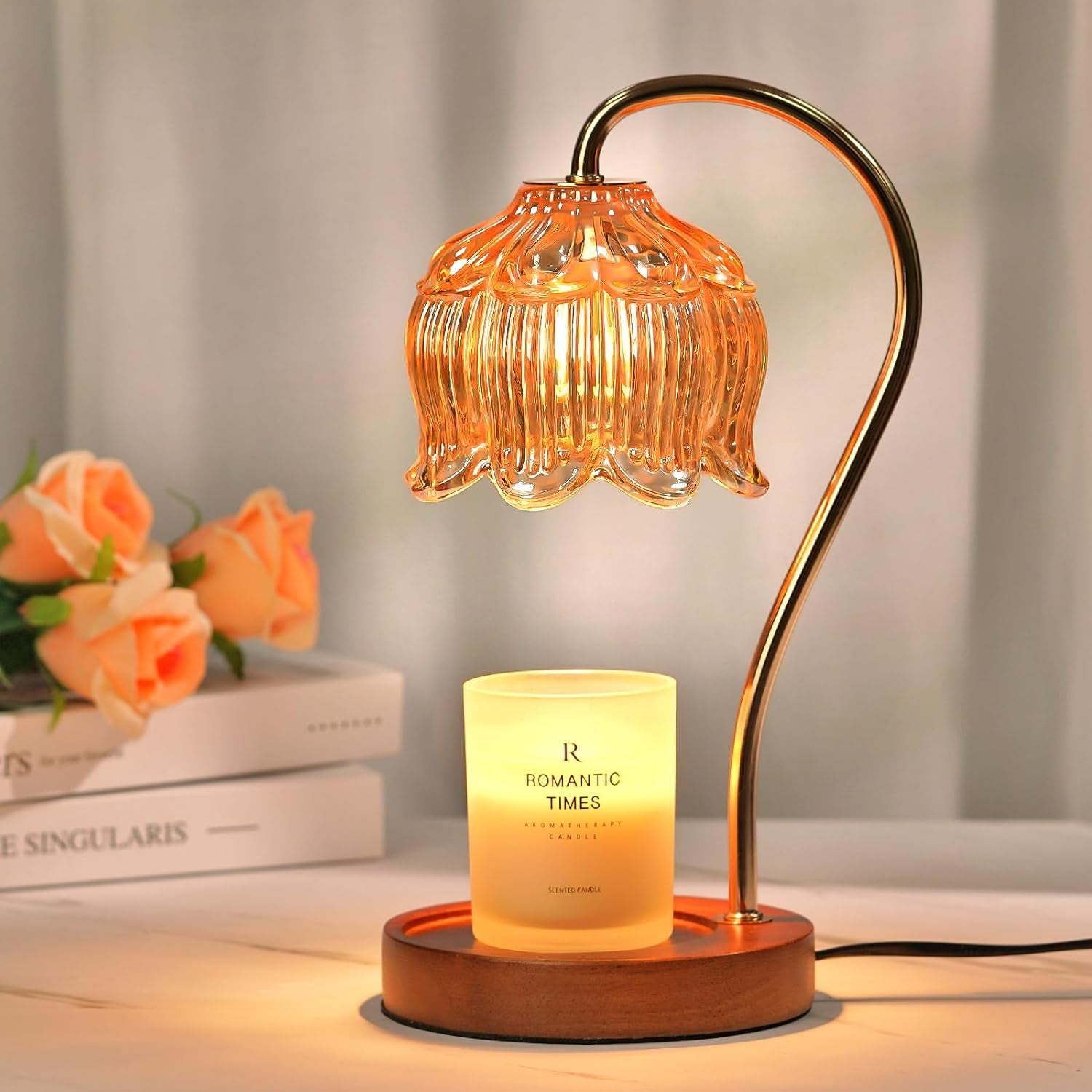 Dimmable Candle Warmer Lamp with Timer, Glass Candle Lamp Warmer for Jar Candle, Xmas Gifts for Mom Unique, 2024 Womens Gifts for Christmas, Home Decor for Bedroom Living Room Decor Aesthetic, Amber