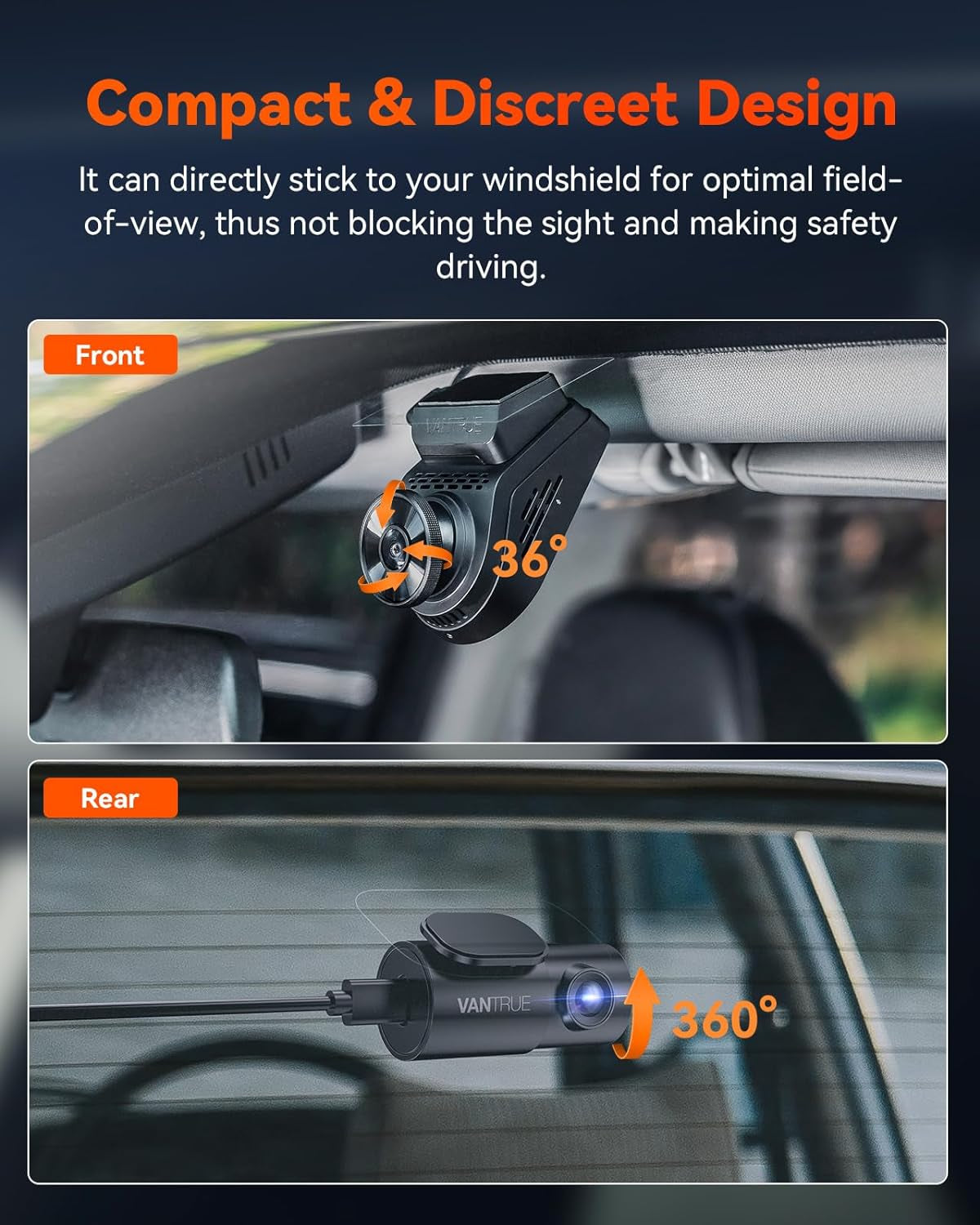 S1 Pro 2.7K Front and Rear 5G Wifi Dual Dash Cam, STARVIS 2 HDR Night Vision, Optional Remote Preview, 1440P 60FPS Hidden Dash Camera, GPS, Voice Control, 24/7 Parking Mode, Support 512GB Max