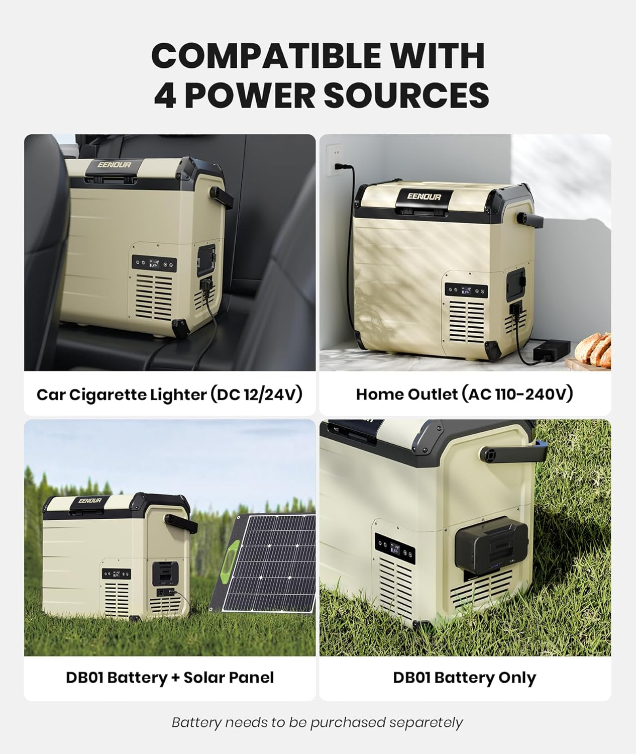 D18 12 Volt Car Refrigerator, Portable Freezer 19Qt/18L Battery & Solar Powered Cooler 25W, -4~50℉, 12/24V DC, 110~240V AC, Idea for 2 People, Road Trips, Truck, Camping (Battery Not Included) TRUCK DRIVER