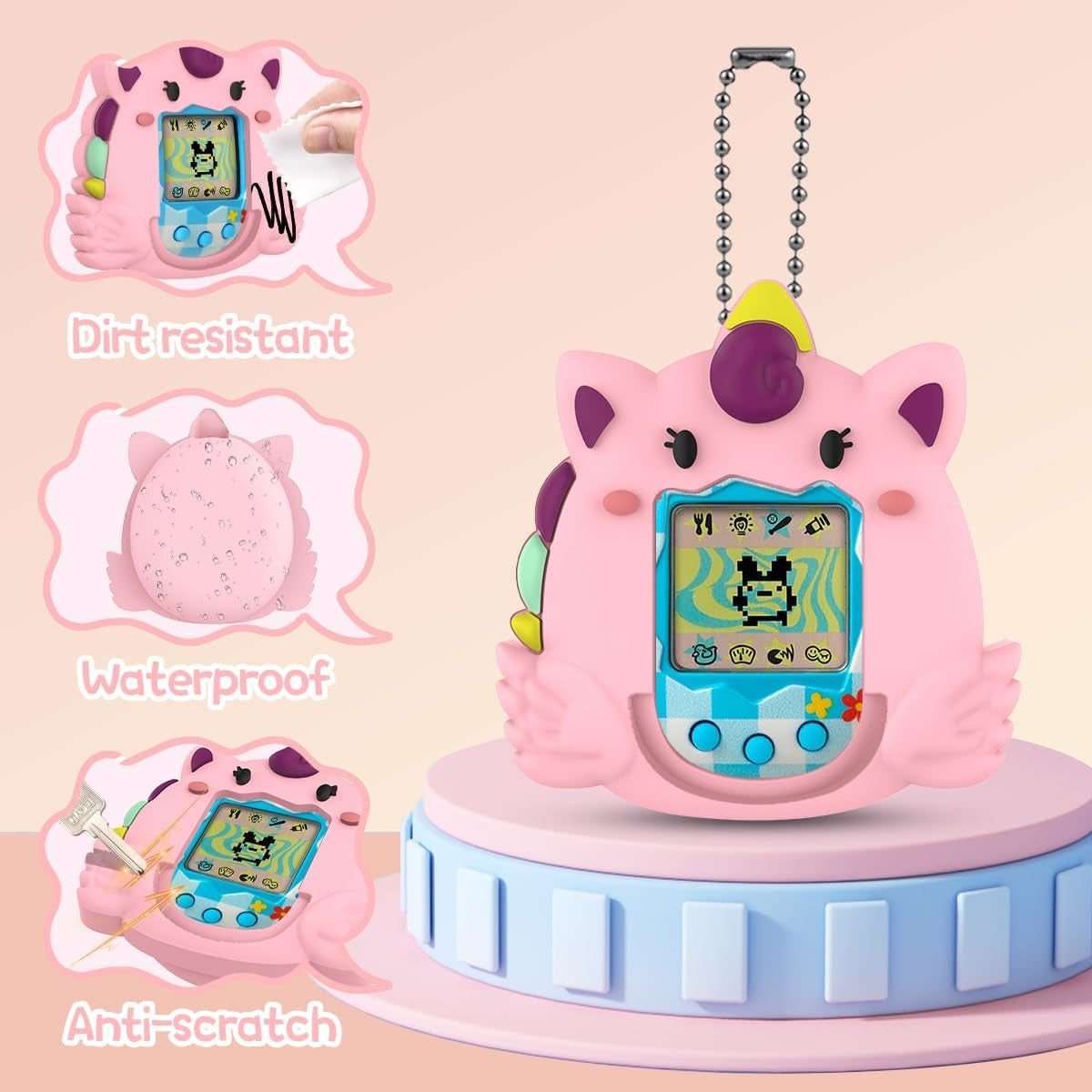Silicone Case Compatible with Tamagotchi Original Virtual Pet Game Machine, Pink Anime Cute Cartoon Virtual Pet Game Machine Protector Cover for Tamagotchi Original Accessories ZOUSA