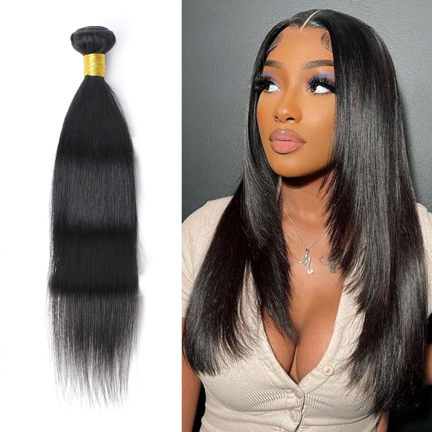 Straight Human Hair Bundles 12 Inch Brazilian 100% Unprocessed Virgin Hair Straight Weave Bundles Human Hair 1 Bundles Deals Natural Hair Extensions Black Color