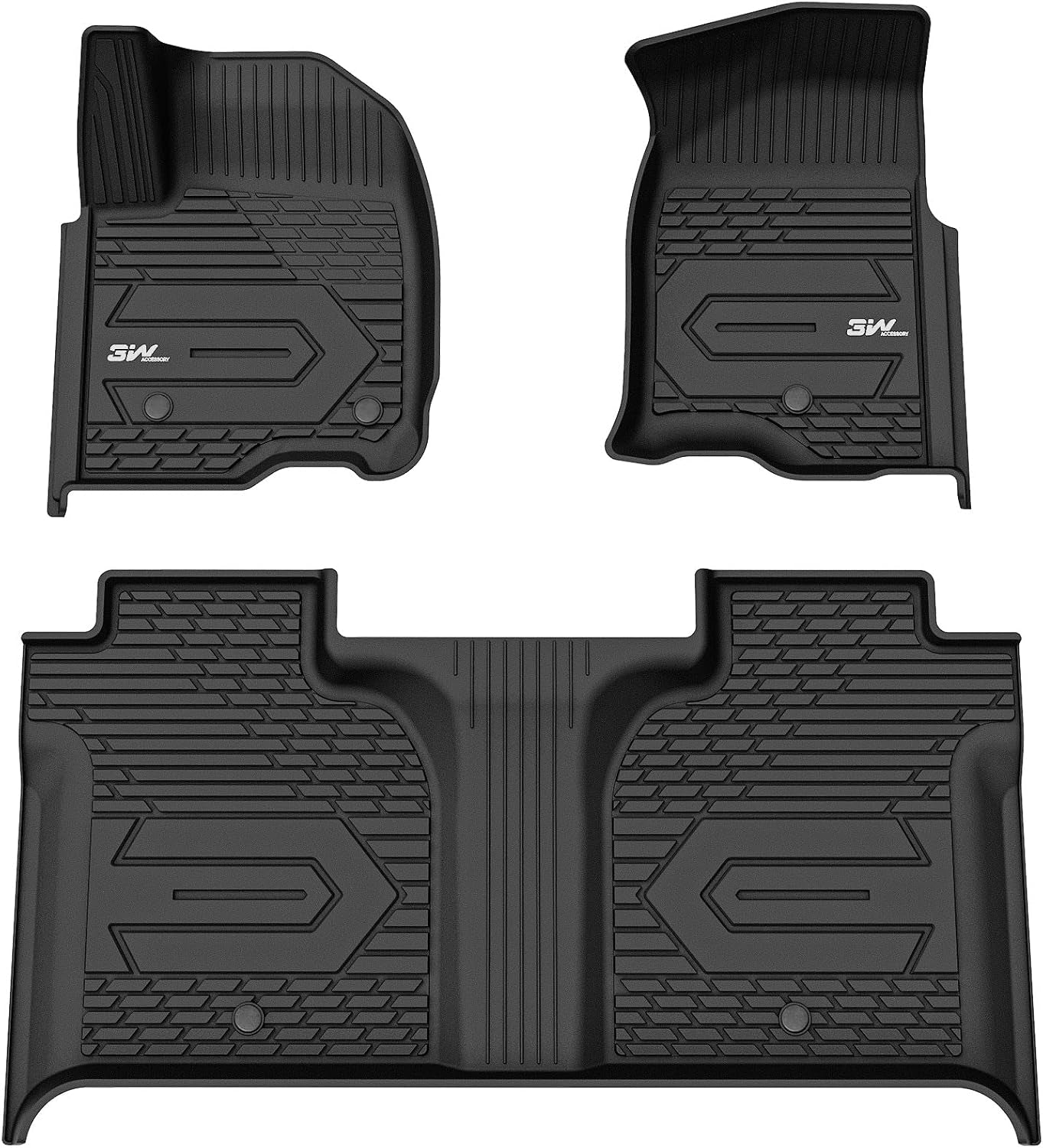 Floor Mats Fit for 2019-2024 2025 Chevy Silverado/Gmc Sierra Denali 1500 & 2020-2024 2025 GMC Sierra 2500/3500 HD Crew Cab TPE All Weather Floor Liner, Fit for 2Nd Row with Factory Carpeted Storage