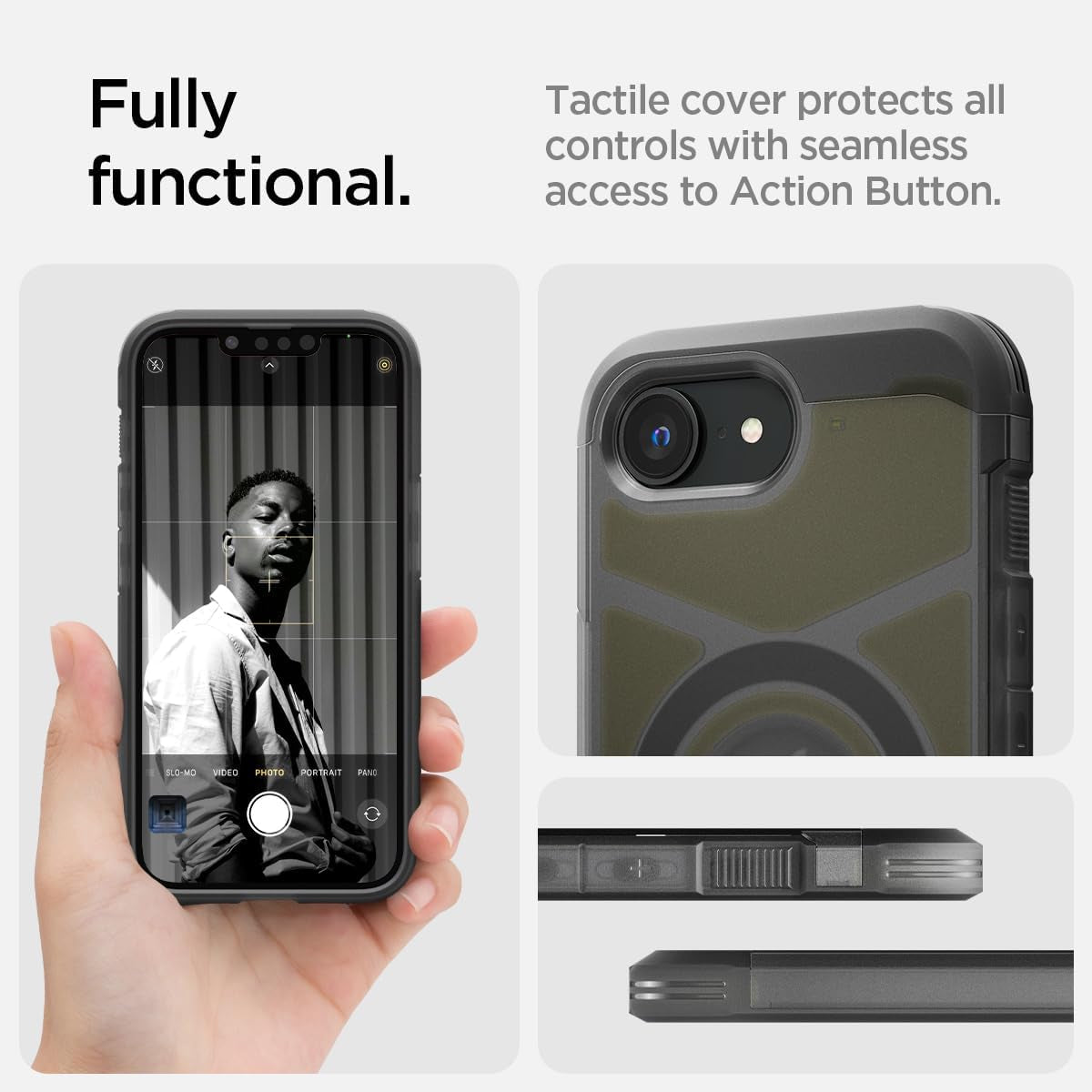 for Iphone 16E Case, Tough Armor (Ai) Magfit [Compatible with Magsafe Accessories] [Kickstand] [Military-Grade Protection] - Frost Black