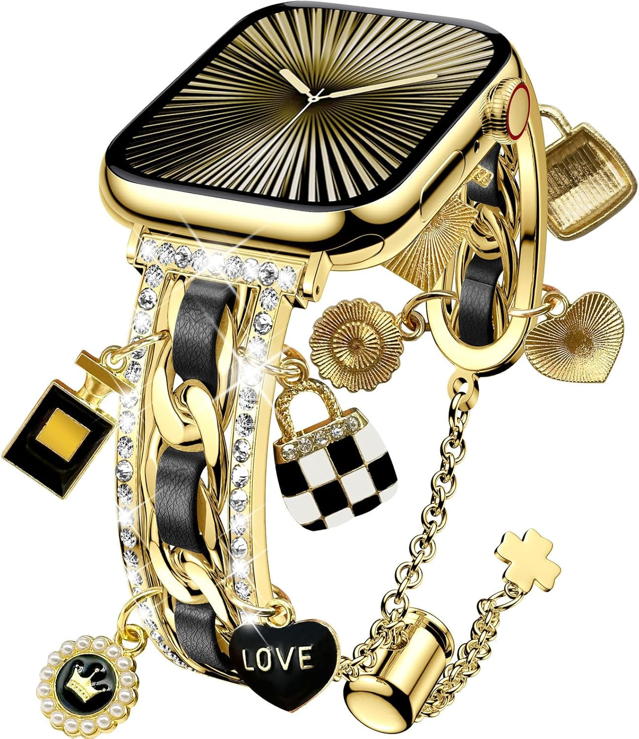 Stylish Compatible with Women Apple Watch Bands 41Mm 40Mm 38Mm 42Mm, Bling Pendants Charms Bracelet for Iwatch Series 10 9 8 7 6 5 4 3 2 1 SE Ultra