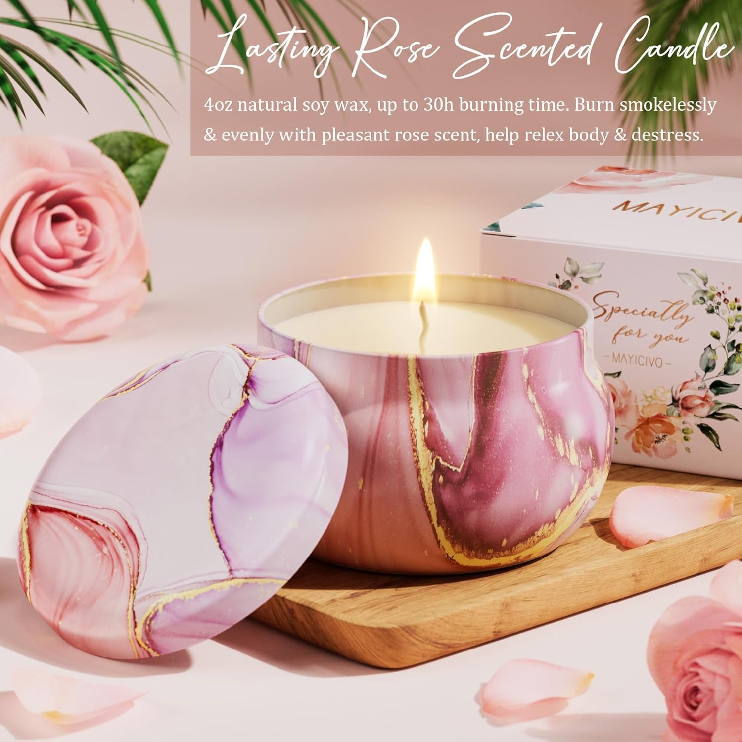 Birthday Gifts for Women Self Care Gifts Get Well Soon Gifts, Rose Relaxing Spa Gifts Basket Care Package W/ Luxury Flannel Blanket, Unique Valentines Day Gifts for Her Mom Friend Daughter Sister Wife