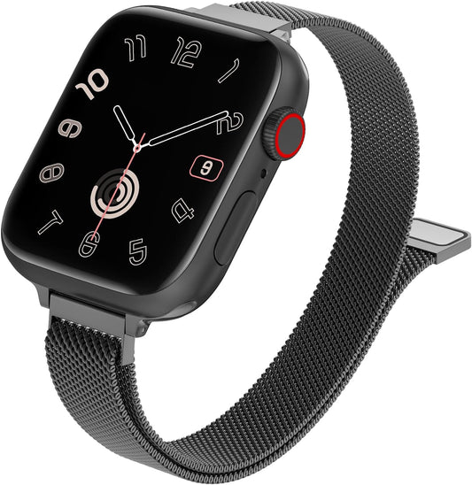 Slim Milanese Loop Compatible with Apple Watch Band for Women 40Mm 41Mm 38Mm 44Mm 45Mm 49Mm 42Mm, Stainless Steel Magnetic Mesh Strap Work on Iwatch Bands Series 9 8 7 6 5 4 3 2 1 Ultra SE