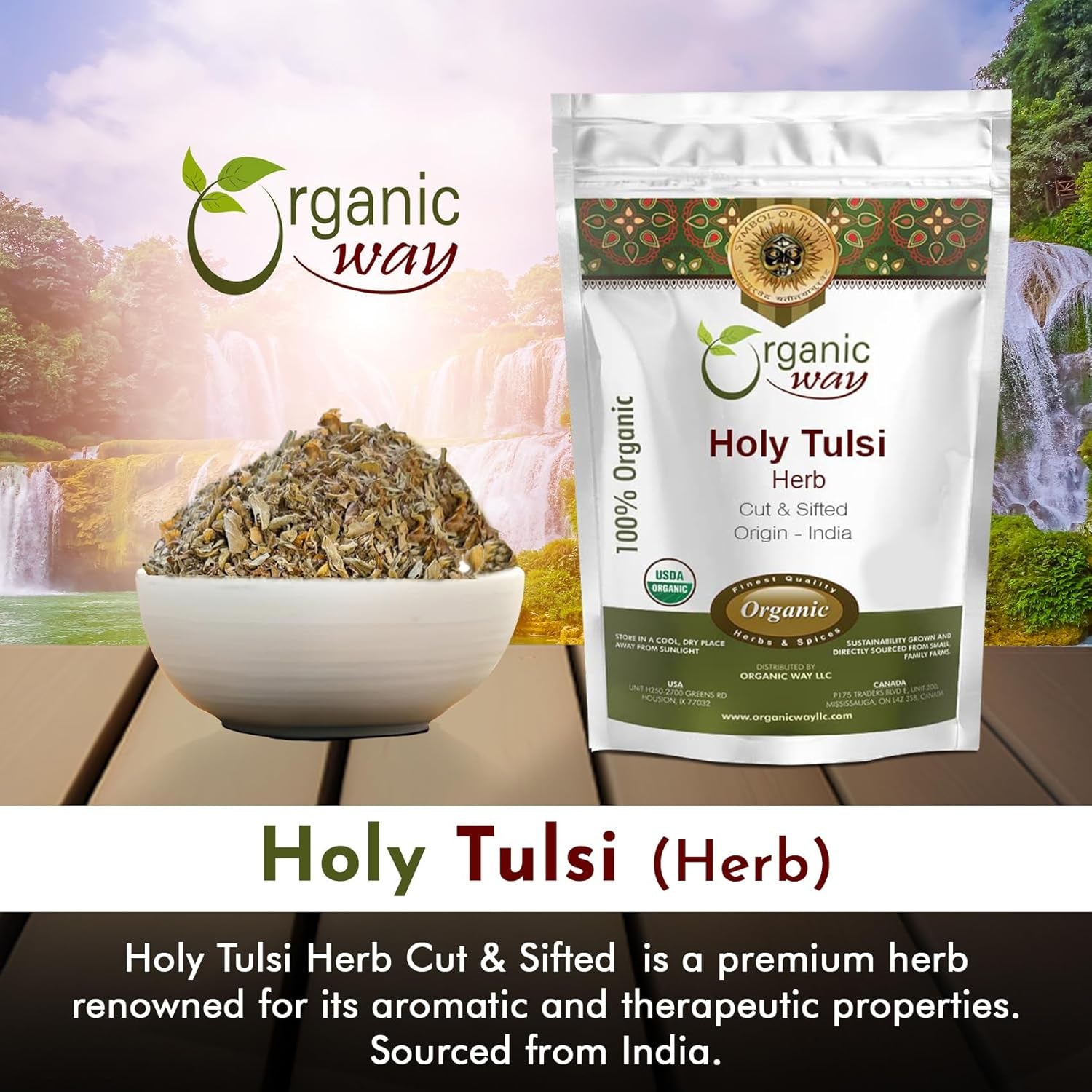 Holy Tulsi/Holy Basil Herb Cut & Sifted (Ocimum Tenuiflorum) - Organic & Kosher Certified | Raw, Vegan, Non GMO & Gluten Free | USDA Certified | Origin - India (1/4 LBS / 4 Oz) TLBH