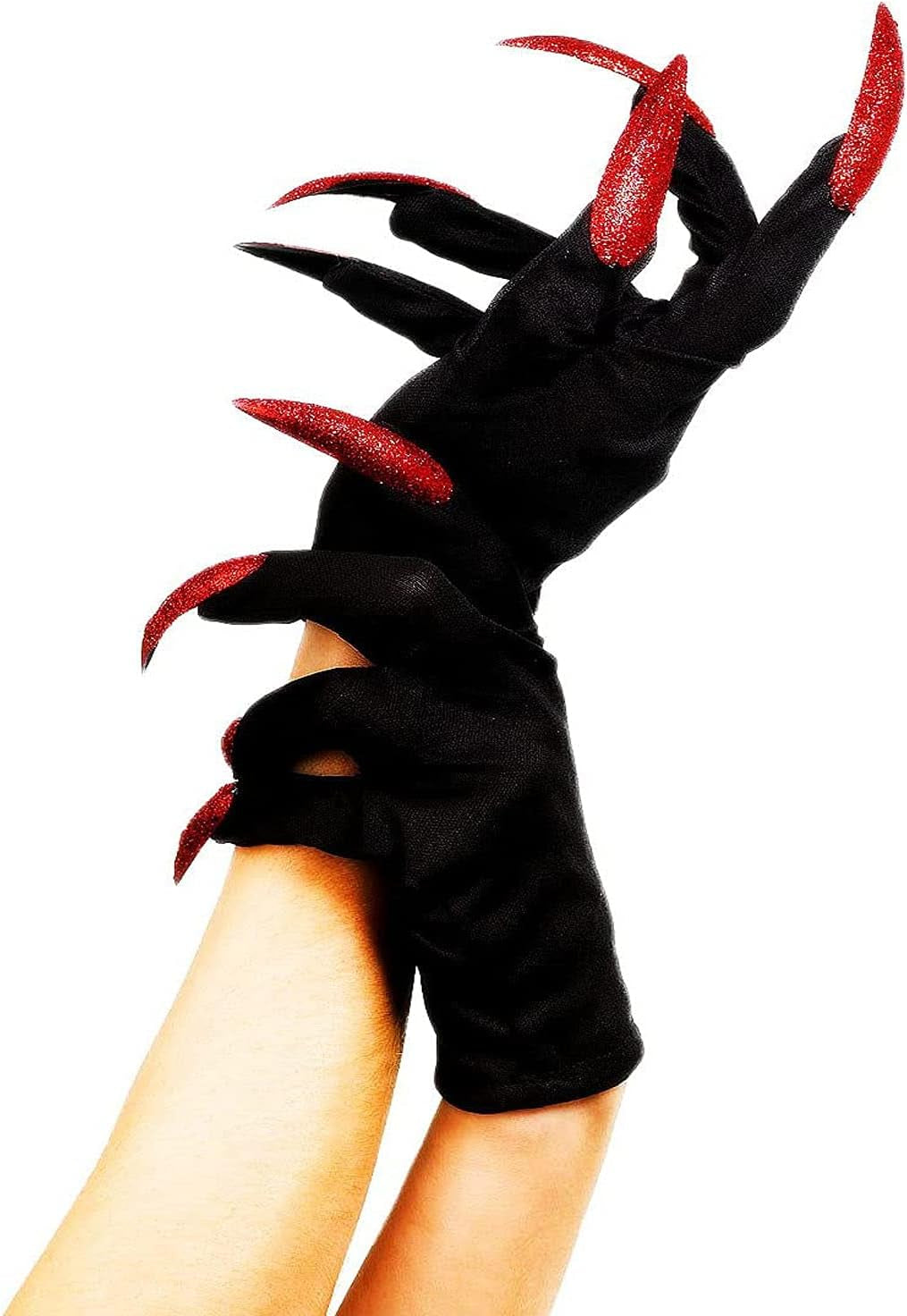 Halloween Witch Gloves with Glitter Nails Paw Gloves Performance Props Cosplay Costume Accessories Halloween Party Dress up Supplies