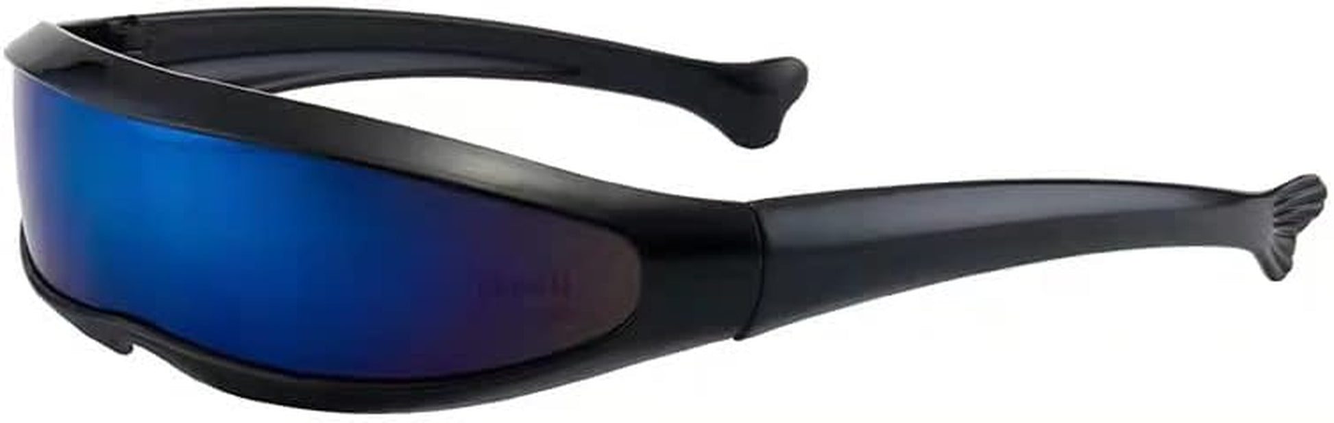 Futuristic Cyclops Cyberpunk Visor Sunglasses Mirrored Lens Narrow Sunglasses Personality Cosplay Costume Eyeglasses Photo Props Costume Eyewear Glasses Funny Party Mask Decoration（Black+Blue）