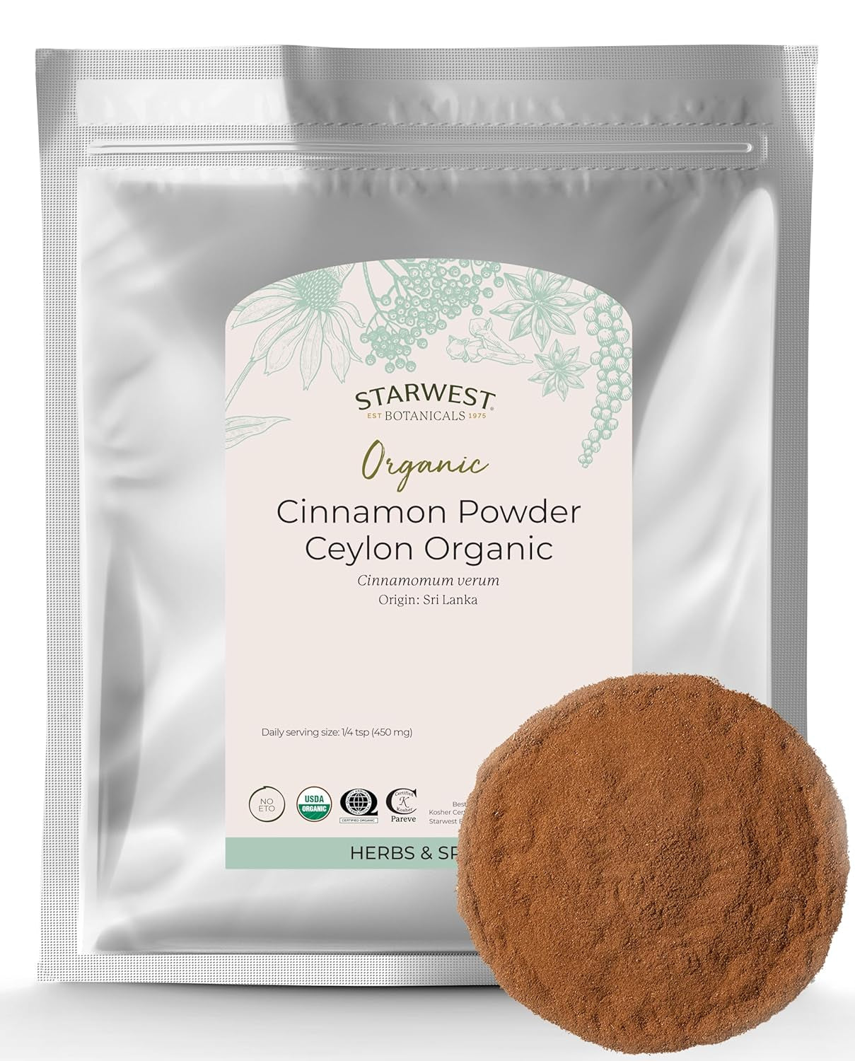 Organic Ceylon Cinnamon Powder, 2 Pounds | Freshly Ground True Cinnamon TLBH