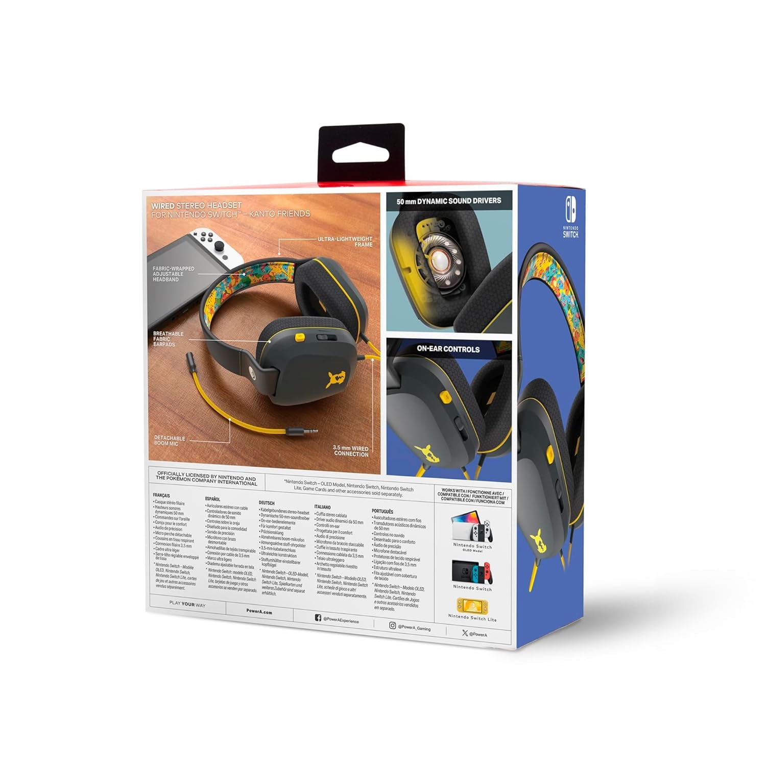 Wired Stereo Headset for Nintendo Switch - Pokémon: Kanto Friends, 3.5 Mm, Wired, Stereo, Officially Licensed
