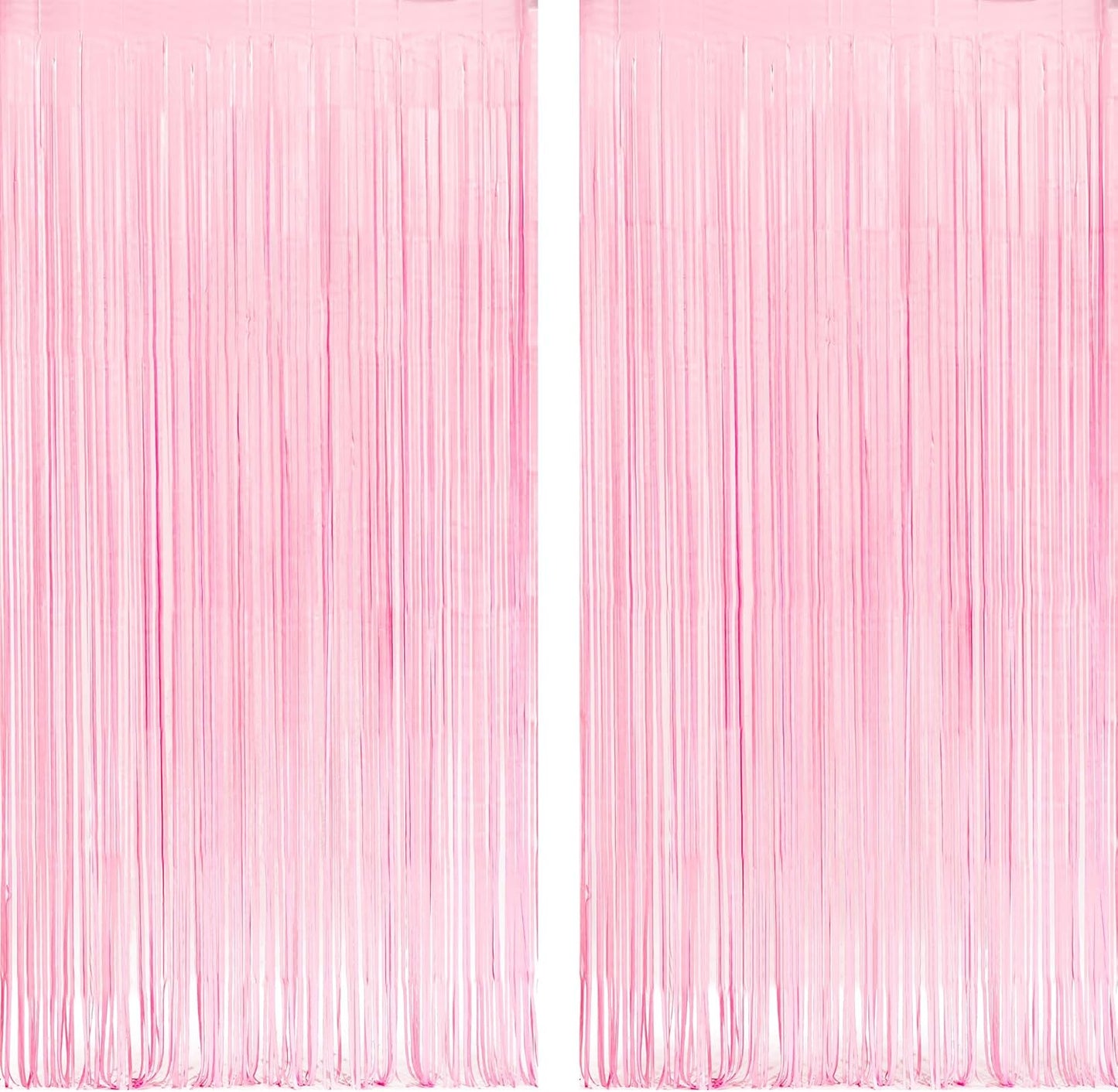 Pastel Pink Party Backdrop Decoration -  Baby Pink Foil Fringe Streamers for Baby/Boo Day/Valentines/Cowgirl/Sweet/Cloud/Unicorn/Princess/Bow Themed - 3.2Ft X 8.2Ft - 2 Packs