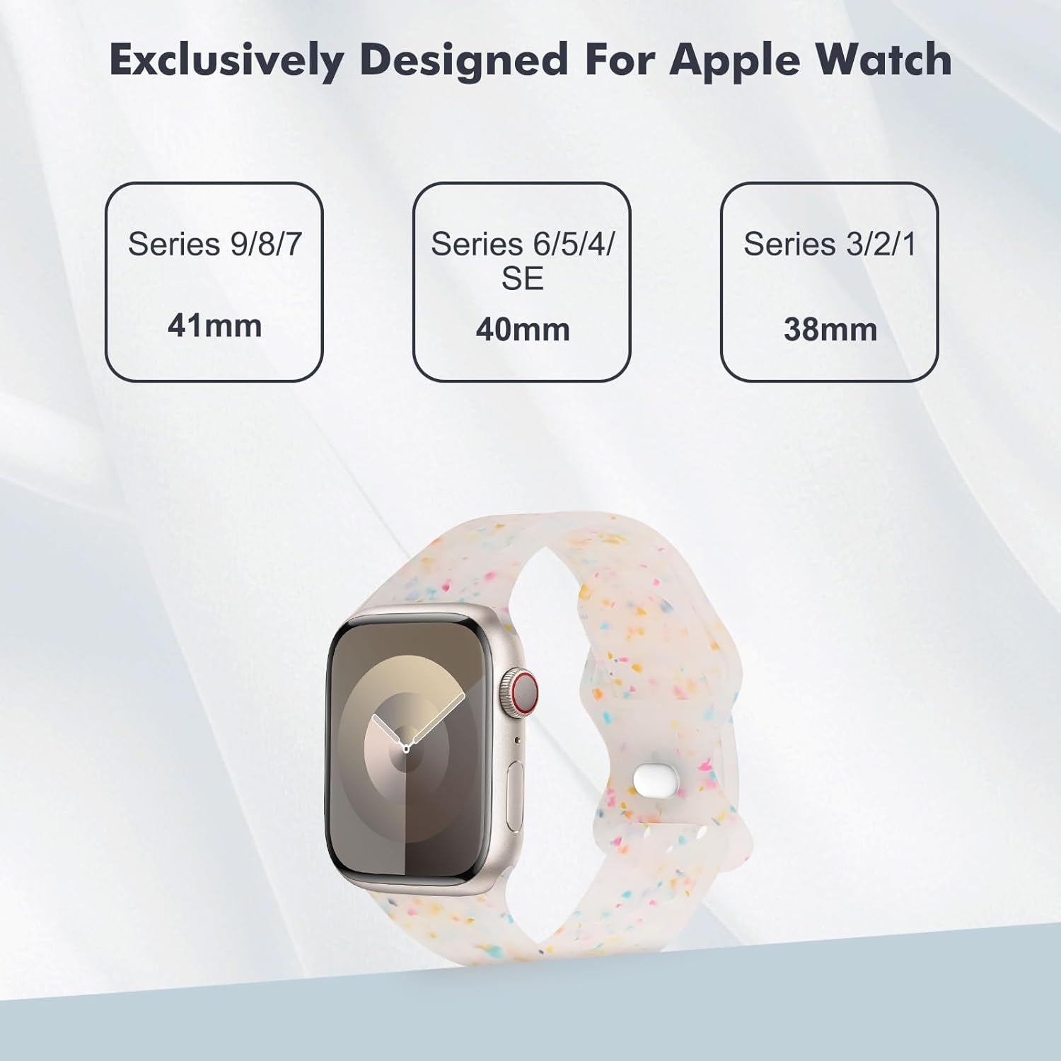 Sport Band Compatible with Apple Watch Band Ultra/Ultra2 49Mm/Series 10/9/8/7/6/5/4/3/2/1/SE 38/40/41/42/44/45/46Mm,Colorful Flakes Recycled Silicone Watchband Breathable Replacement Bands