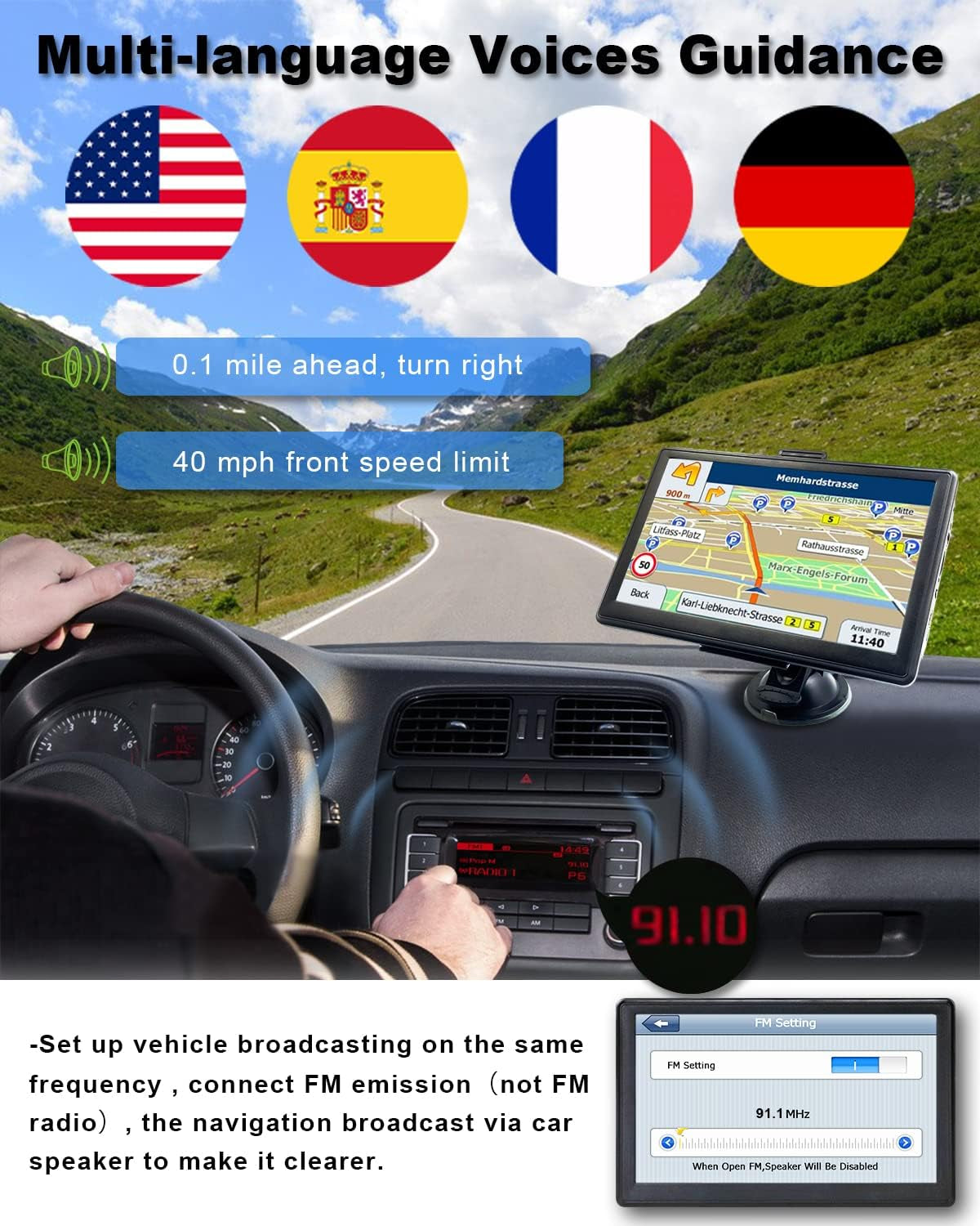 N800 GPS Navigator for Car with Bluetooth, 7” Truck GPS Commercial Drivers, 2025 Maps (Free Lifetime Updates), Semi Trucker GPS Navigation Systems, Custom Truck Routing TRUCK DRIVER