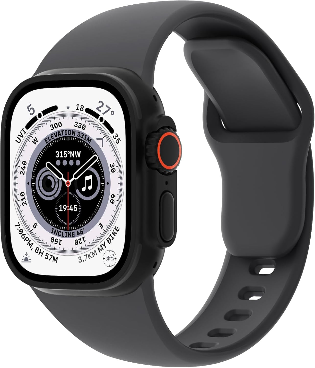 Sport Bands Compatible with Apple Watch 38Mm 40Mm 41Mm 42Mm 44Mm 45Mm 49Mm, Soft Silicone Replacement Waterproof Strap Wristband for Iwatch Series Ultra 9/8/7/6/5/4/3/2/1 SE Women Men, Anthracite