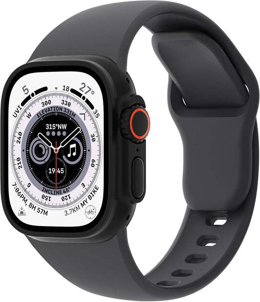 Sport Bands Compatible with Apple Watch 38Mm 40Mm 41Mm 42Mm 44Mm 45Mm 49Mm, Soft Silicone Replacement Waterproof Strap Wristband for Iwatch Series Ultra 9/8/7/6/5/4/3/2/1 SE Women Men, Anthracite