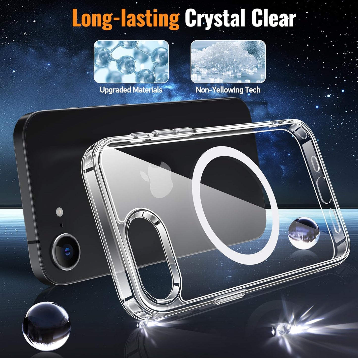 Magnetic for Iphone 16E Case 2025 [Anti-Yellowing] [12FT Military Drop Protection] [Fit for Magnetic Accessories] Sleek Anti-Scratch Case for Iphone 16E, 6.1-Inch, Clear