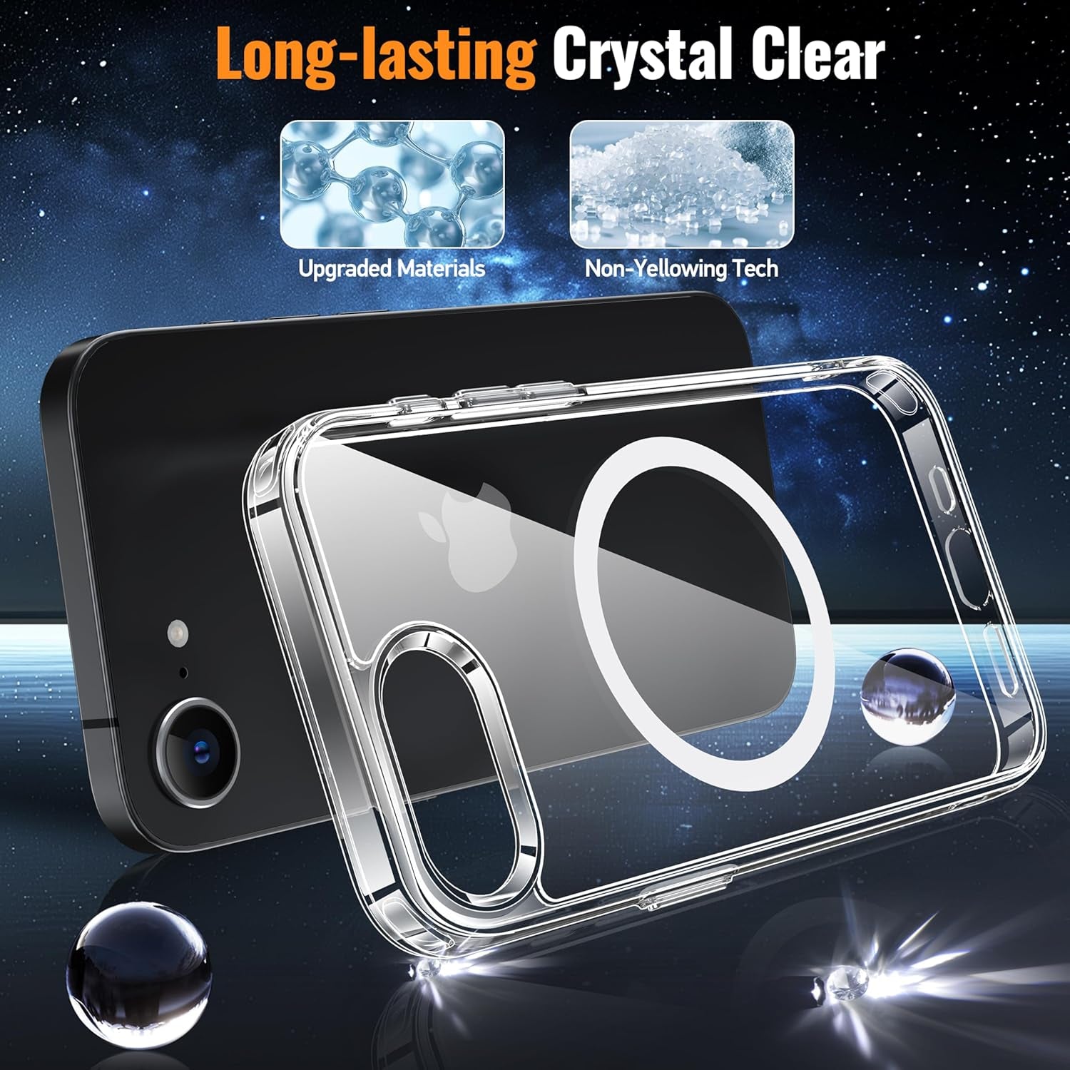 Magnetic for Iphone 16E Case 2025 [Anti-Yellowing] [12FT Military Drop Protection] [Fit for Magnetic Accessories] Sleek Anti-Scratch Case for Iphone 16E, 6.1-Inch, Clear