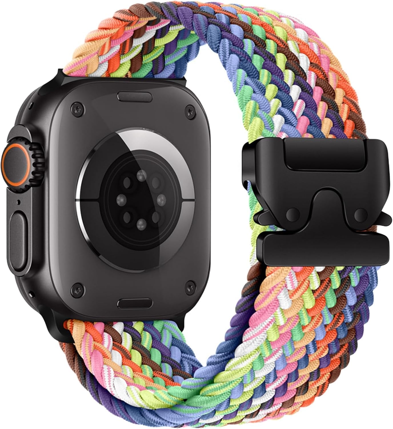 Braided Solo Loop for Apple Watch Ultra/2 Bands 49Mm 46Mm 45Mm 44Mm 42Mm Men/Women,Parachute Buckle Stretchy Elastic Nylon Sport Strap Wristband for Iwatch Bands Series 10 9 8 7 6 5 4 3 SE/2