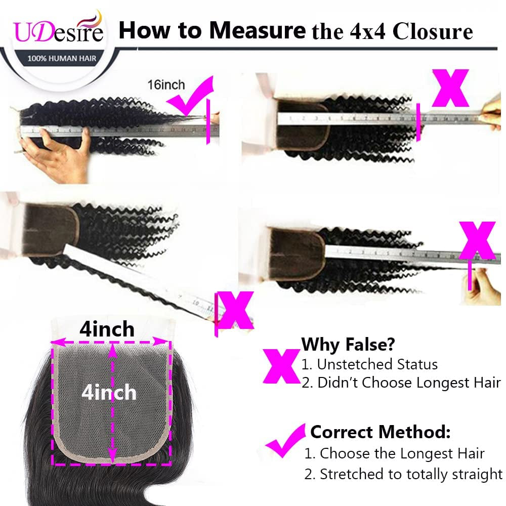 Body Wave Closure 4X4 Free Part Closure Brazilian Human Hair Closure Body Wave Lace Human Hair 100% Unprocessed Virgin Human Hair Weave Swiss Lace Closures with Baby Hair Natural Black(10Inch)