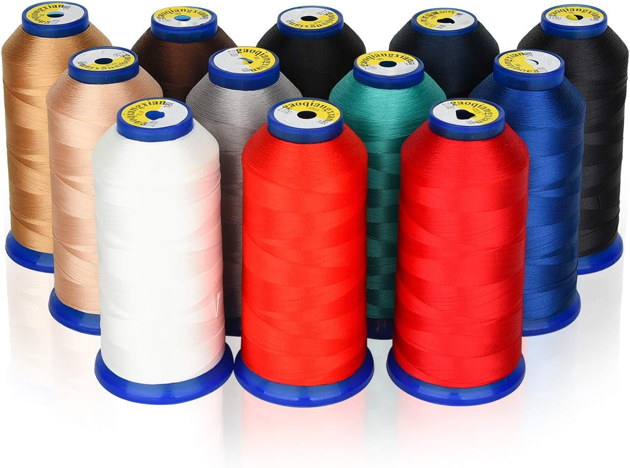 Heavy Duty Thread 1800 Yards Size T70#69 210D/3 All Purpose High Strength Polyester Sewing Thread for Weaves, Upholstery, Jeans and Weaving Hair, Drapery, Beading, Purses, Leather (Beige)