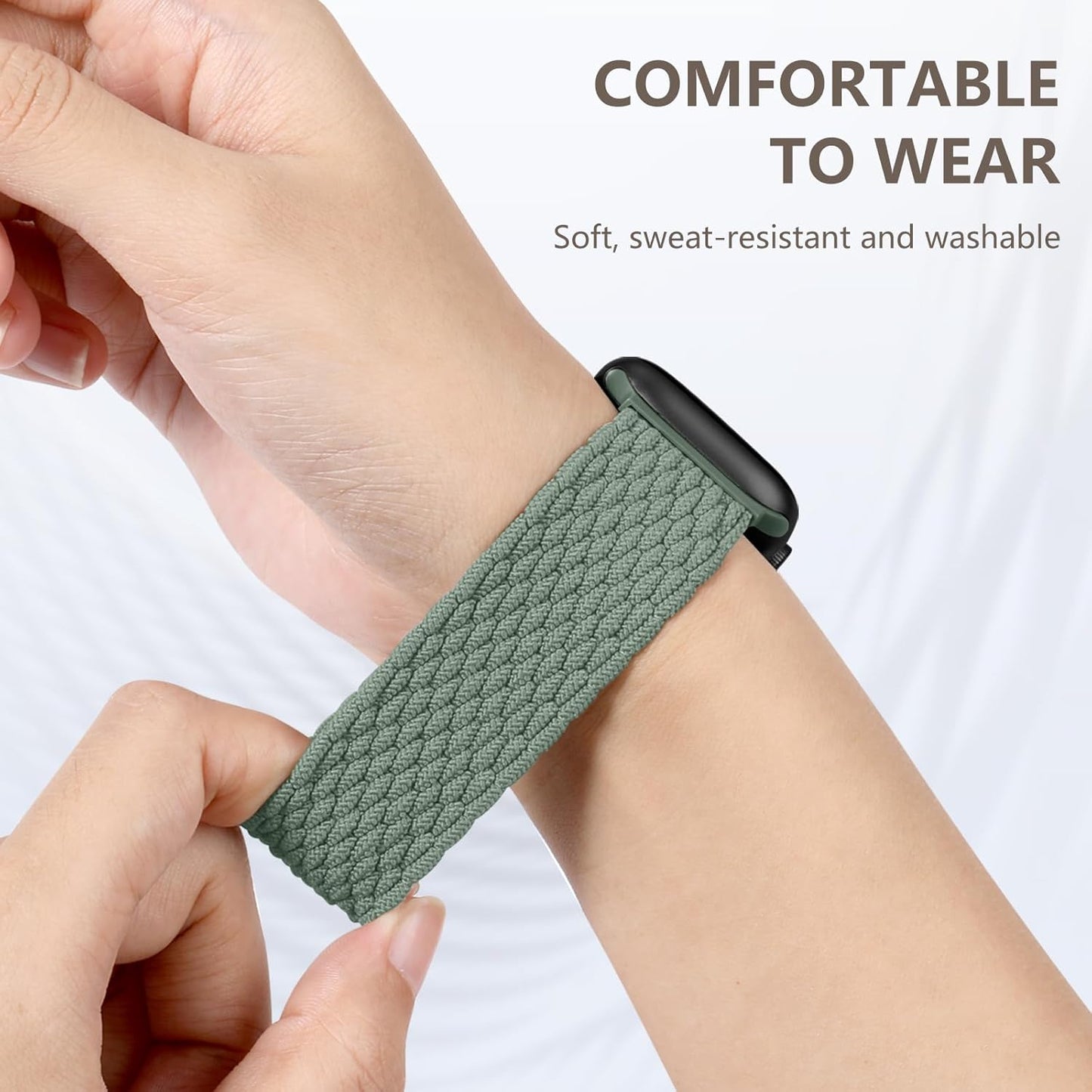 Elastic Braided Band Compatible with Apple Watch 38Mm 40Mm 41Mm 42Mm 44Mm 45Mm 46Mm Women Men, Stretchy Solo Loop Soft Nylon Sport Band for Iwatch Ultra 2 SE Series 10 9 8 7 6 5 4 3 2 1,Cactus