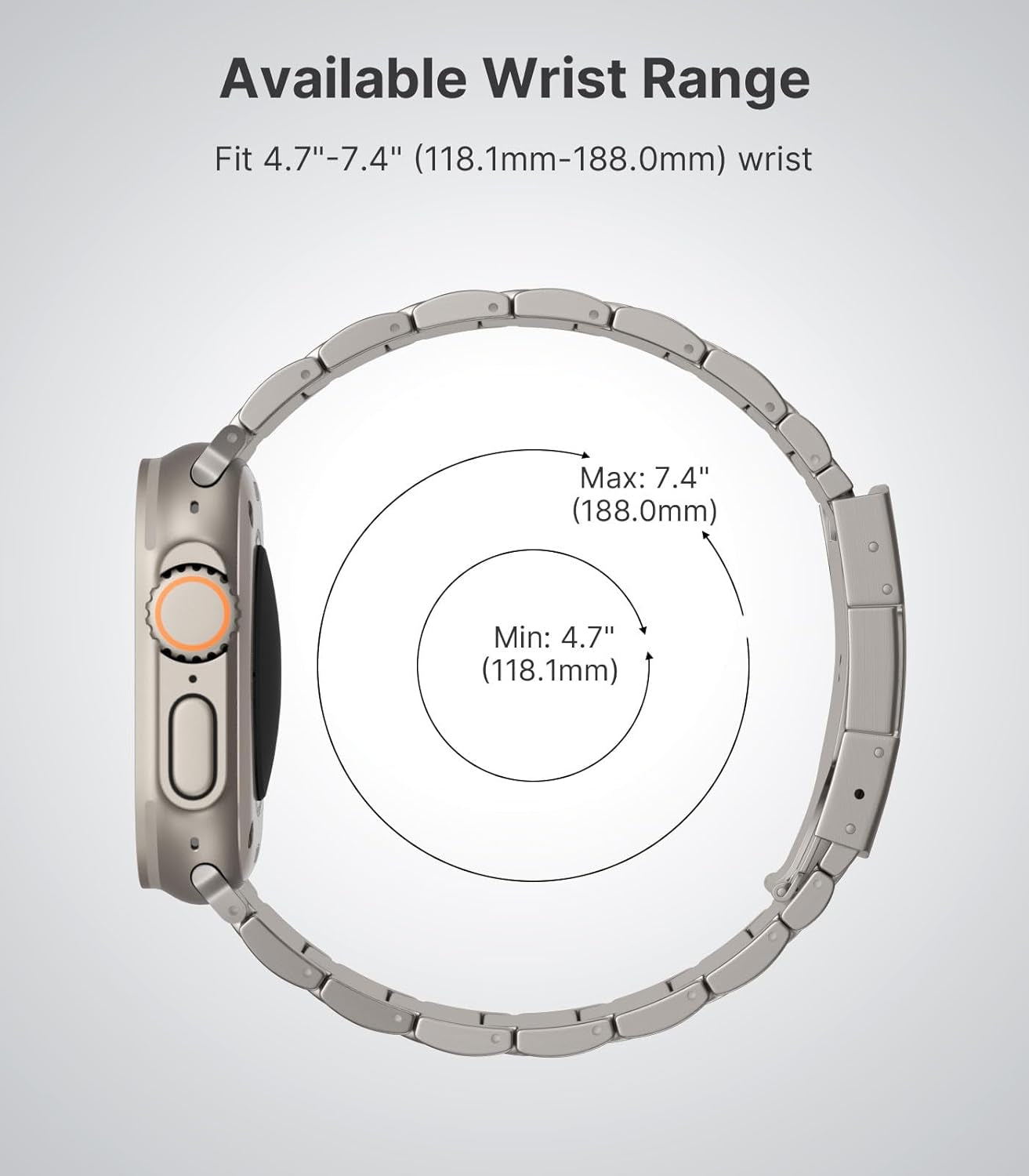 Titanium Band Compatible with Apple Watch Band 49Mm 45Mm 44Mm 42Mm Iwatch Ultra2 Ultra SE 2 SE Series 9 8 7 6 5 4 3 2 1, Titanium Replacement Watch Band with Folding Clasp, Titanium