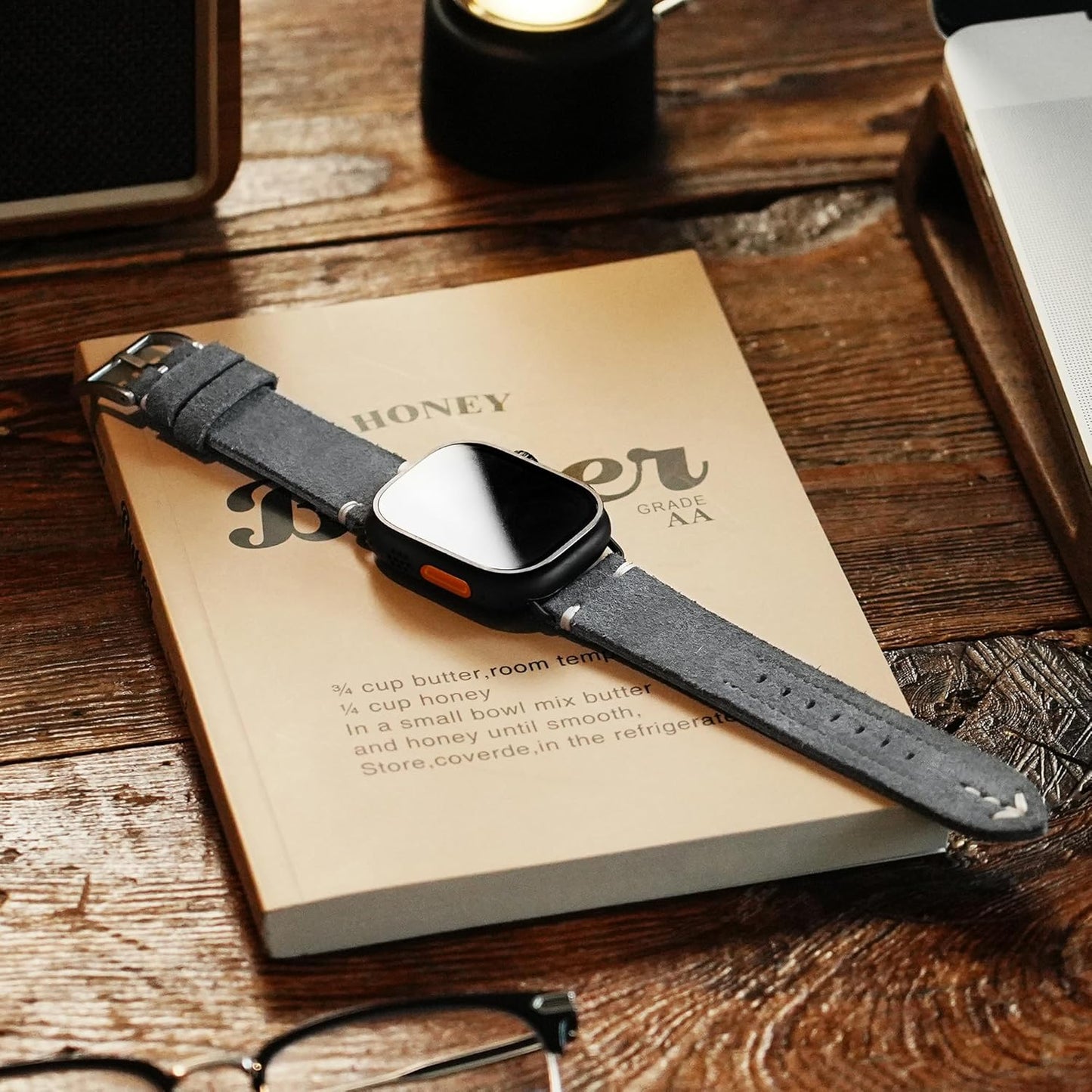 Suede Oiled Leather Watch Band Compatible with Apple Watch Ultra 2 Ultra 1 S10 S9, 49Mm, Black Ti Connector