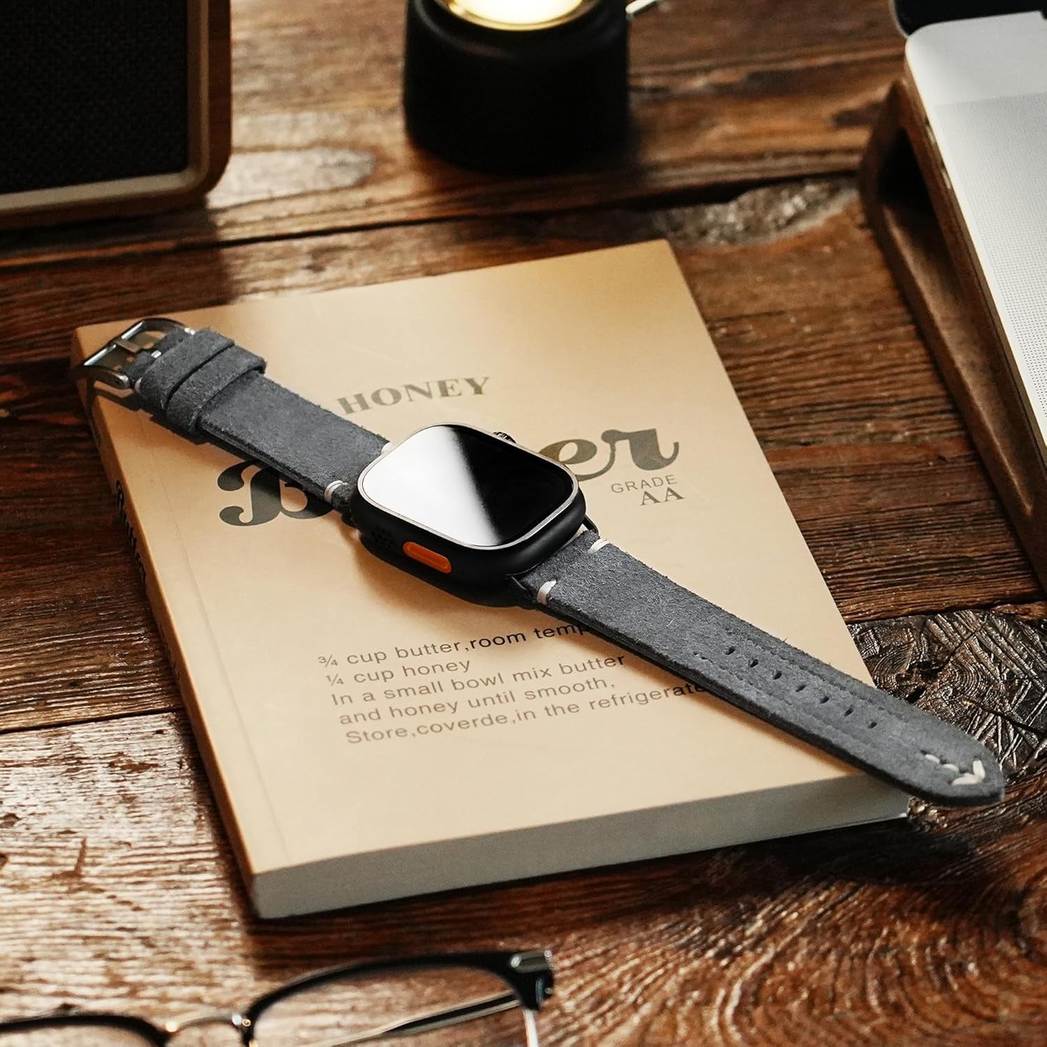 Suede Oiled Leather Watch Band Compatible with Apple Watch Ultra 2 Ultra 1 S10 S9, 49Mm, Black Ti Connector