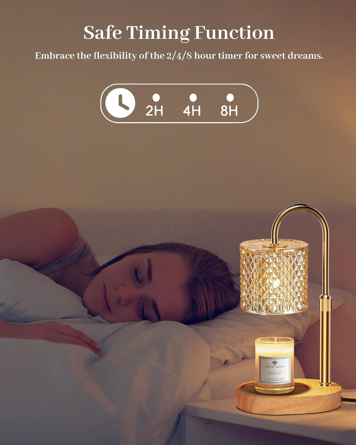 Candle Warmer Lamp with Timer Dimmer Adjustable Height, Candle Warmer with 2 Bulbs Gift for Women Mom Christmas Mother'S Day