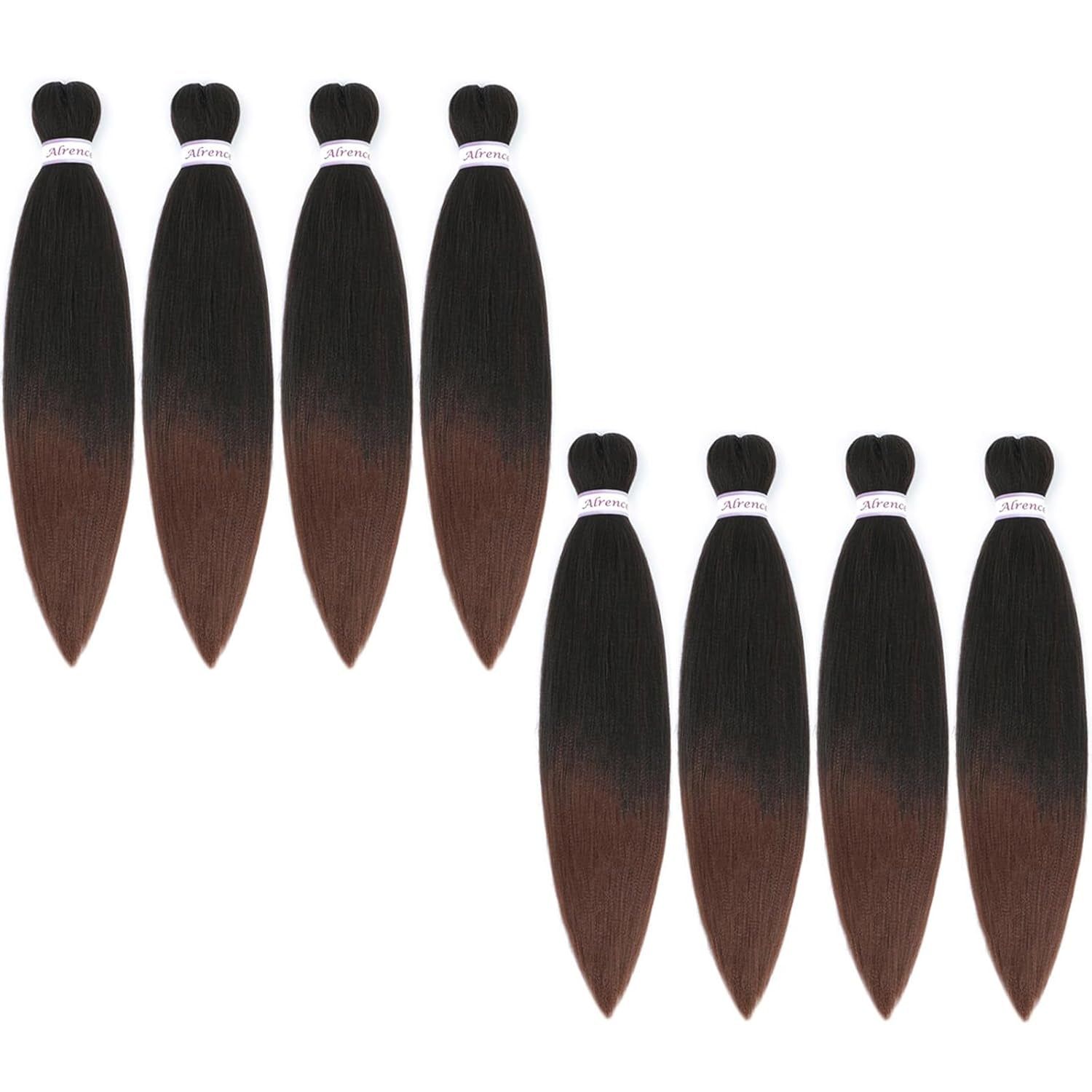 Pre Stretched Braiding Hair Long Braid 14 Inch 8 Packs Professional Braiding Hair Extensions Synthetic Crochet Twist Braids (14 Inch, T1B/30)