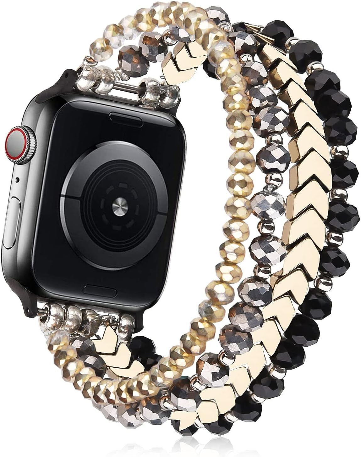 Beaded Bracelet Compatible with Apple Watch Band 38Mm/40Mm/41Mm Series 9/8/7/SE/6/5/4/3/2/1 Women Fashion Handmade Elastic Stretch Strap for Iwatch Bands Replacement Colorful