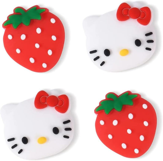 Switch Thumb Grips Caps, Cute Kitty Joystick Caps for Nintendo Switch/Lite/Switch OLED, 4 PCS Thumbstick Cover, Analog Stick Button Cover for NS Joycon Controller Accessories,Strawberry