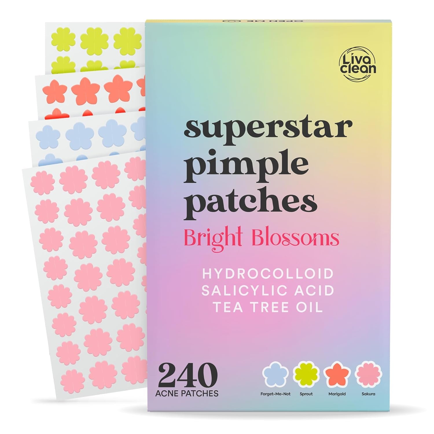 Star Pimple Patches for Face W/Hydrocolloid, Salicylic Acid & Tea Tree, 240 Patches, Hydrocolloid Acne Patch, Cute Star Pimple Patch for Healing Stickers Zit Superstar