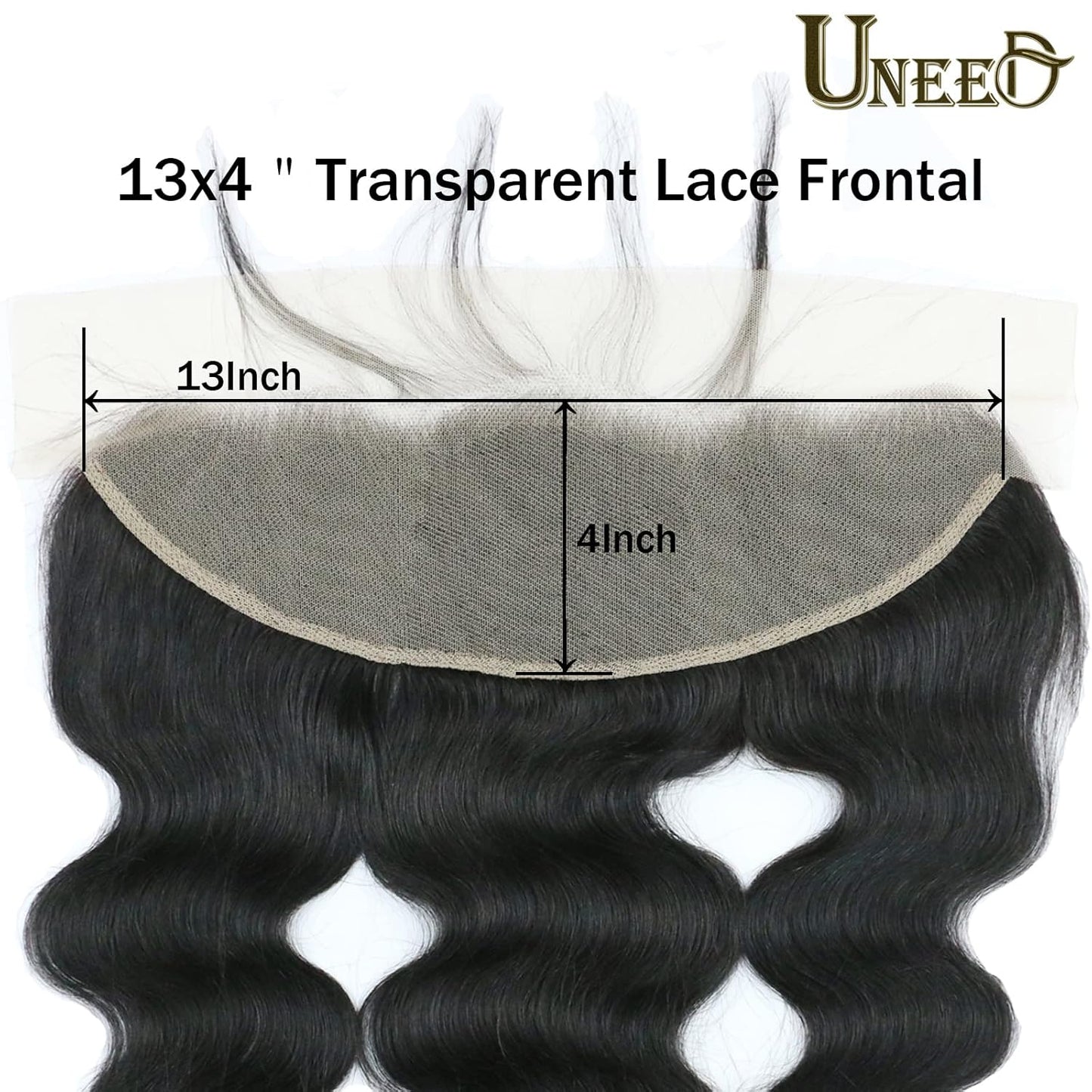 13X4 Frontal HD Lace Frontal 16 Inch Body Wave Frontal Human Hair Transparent HD Frontal Closure 150% Density Natural Hairline Pre Plucked with Baby Hair Black Color