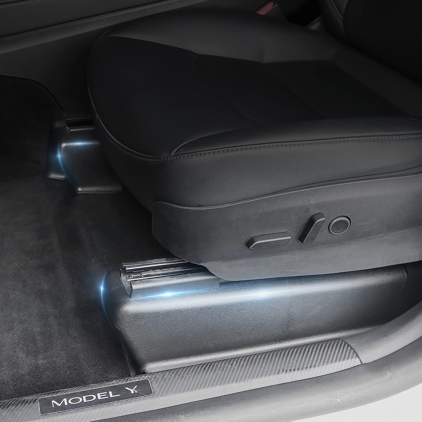 for Tesla Model Y Underseat Protector ABS 2Nd Row Kick Cover under Seat Slide Fleece Protector Accessories - Pack of 7