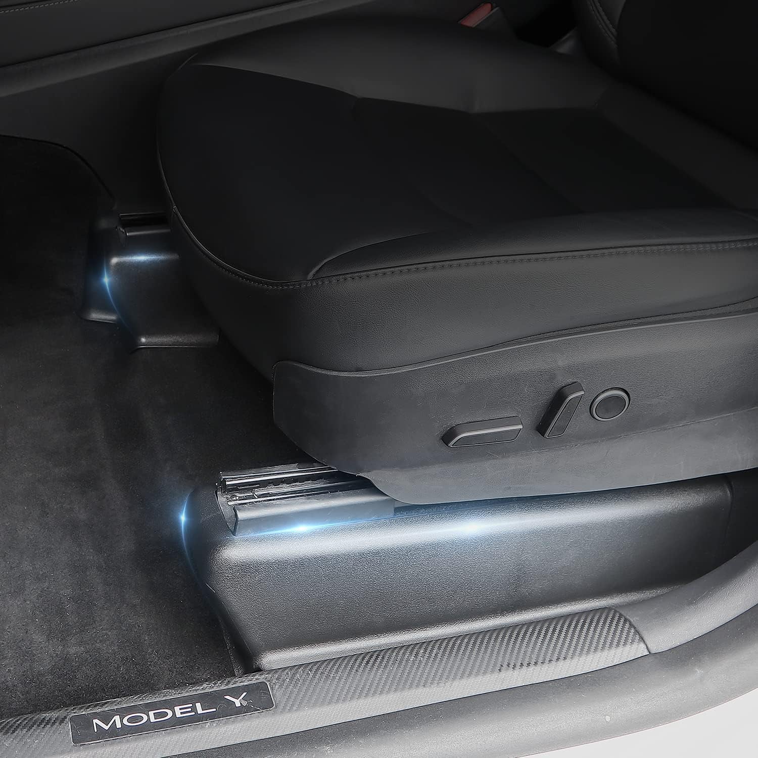 for Tesla Model Y Underseat Protector ABS 2Nd Row Kick Cover under Seat Slide Fleece Protector Accessories - Pack of 7