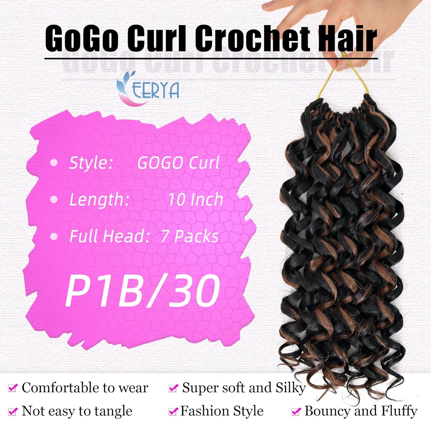 7 Packs Gogo Curl Crochet Hair 10 Inch Short Curly Crochet Hair for Women Water Wave Beach Curl Deep Twist Crochet Braids Synthetic Braiding Hair Extensions(10 Inch, P30)