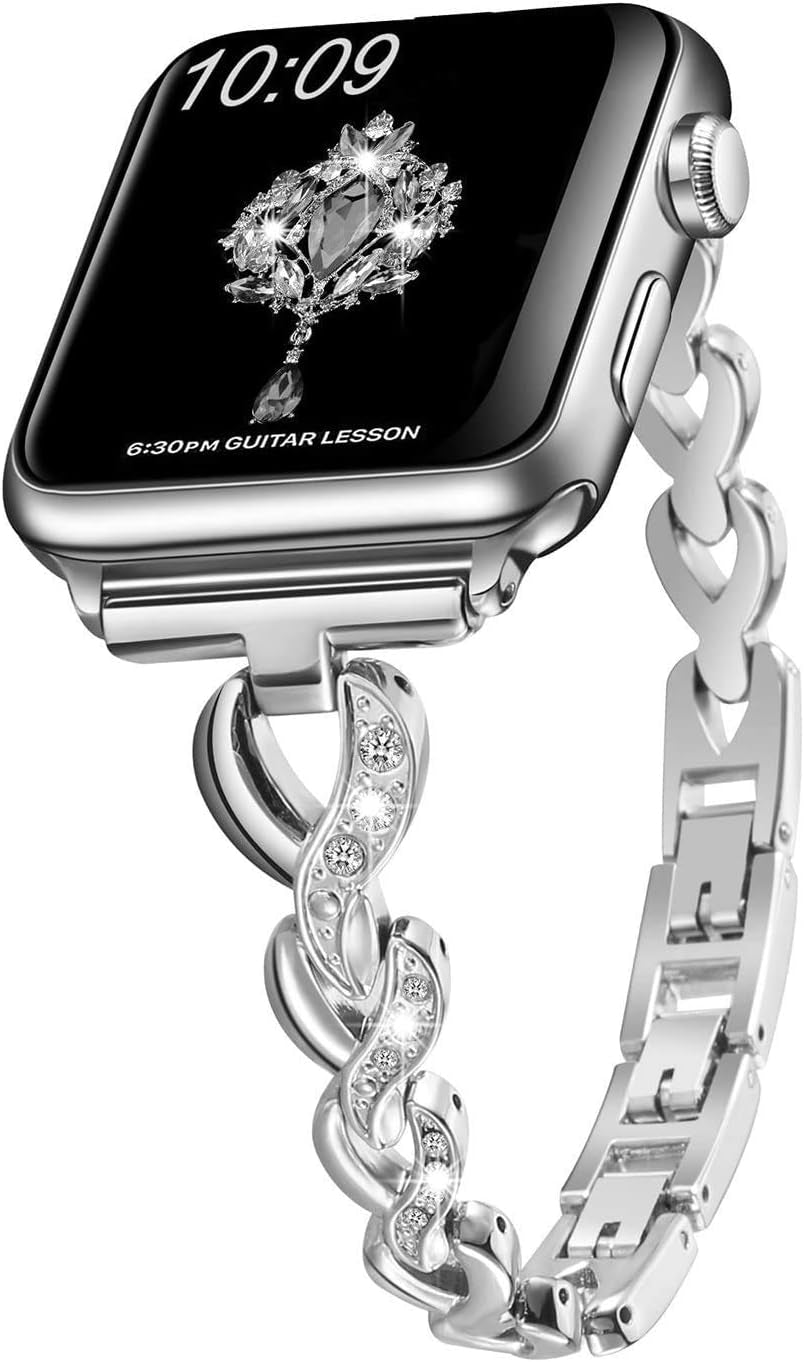 Bling Band Compatible with Apple Watch Band 49Mm 46Mm 45Mm 44Mm 42Mm Women Dressy Jewelry Bracelet for Iwatch Ultra Series 10/9/8/7/SE/6/5/4/3/2/1