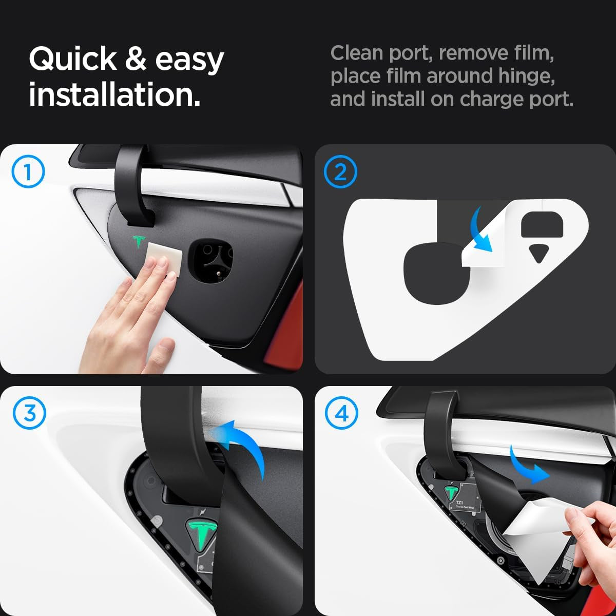 Tapshield Charge Port Wrap Designed for Tesla Model 3 and Y Charge Port [Not Compatible with Model 3 2024 Refresh] - Zero One Edition