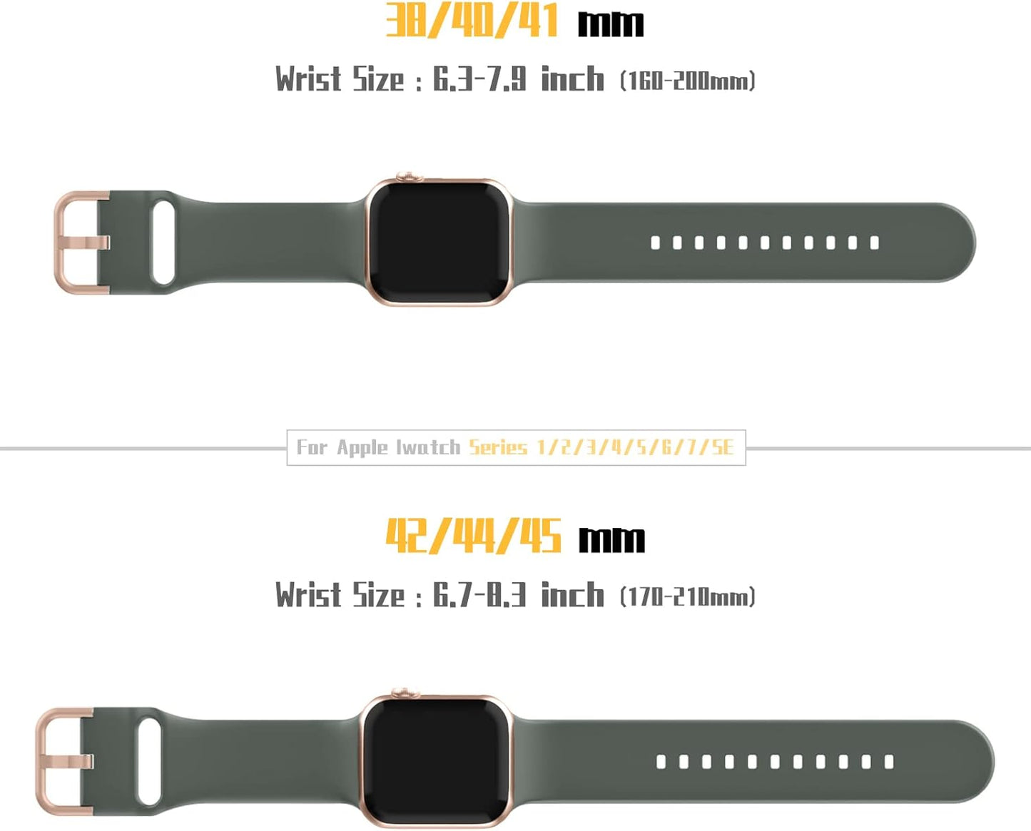 Sport Band Compatible with Apple Watch Bands 49Mm 46Mm 45Mm 44Mm 42Mm 41Mm 40Mm 38Mm, Soft Silicone Wristband Strap with Classic Clasp for Iwatch Series 10 9 Ultra SE 8 7 6 5 4 3 2 1 for Women Men