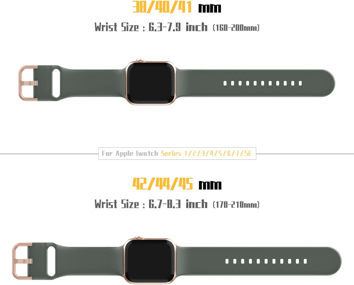 Sport Band Compatible with Apple Watch Bands 49Mm 46Mm 45Mm 44Mm 42Mm 41Mm 40Mm 38Mm, Soft Silicone Wristband Strap with Classic Clasp for Iwatch Series 10 9 Ultra SE 8 7 6 5 4 3 2 1 for Women Men